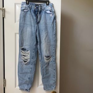 Mom Jeans with Holes on the Knee